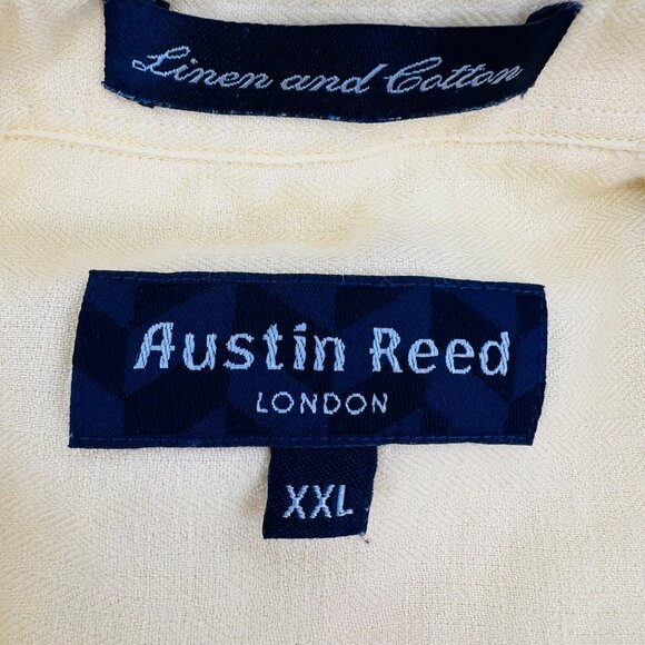Austin Reed XXL Yellow Short Sleeve Shirt 55% Linen & 45% Cotton Mens Top - Picture 2 of 6